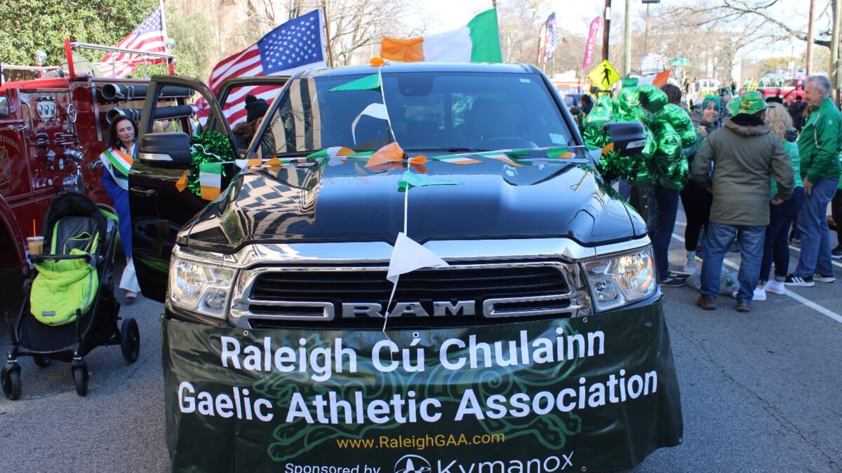 Photos of the Raleigh St. Patrick's Day Parade. Kids, adults and lots of balloons, Grand Marshal Sandra Holland. Downtown Raleigh, NC. 