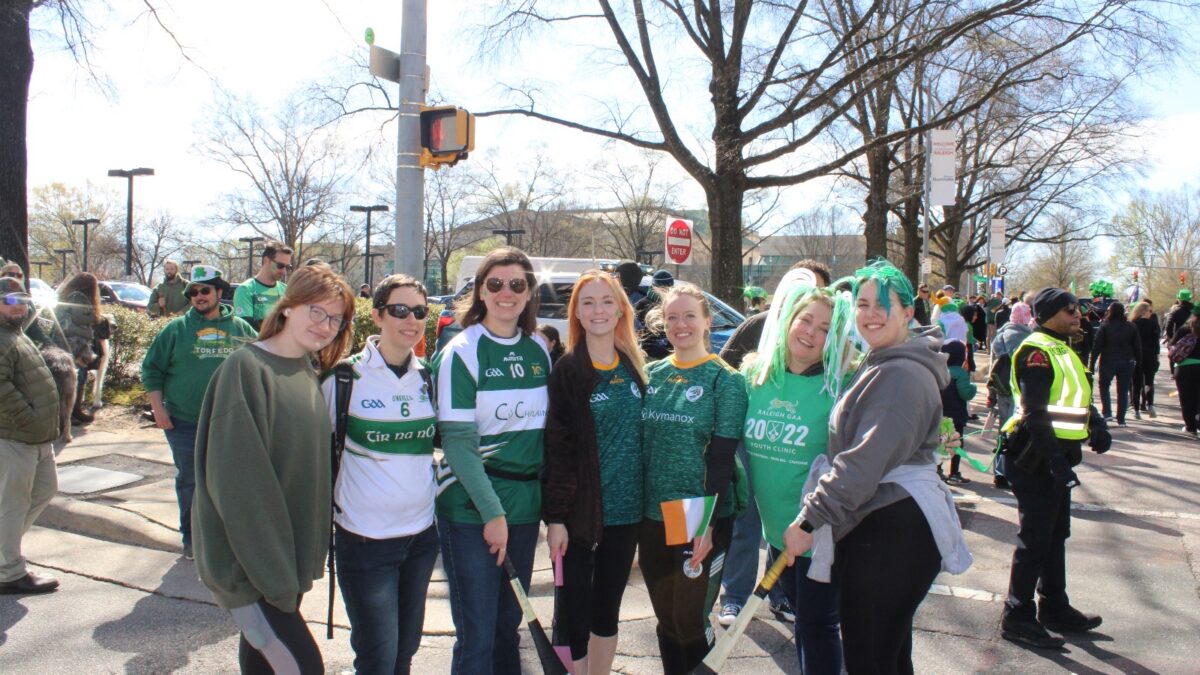 Photos of the Raleigh St. Patrick's Day Parade. Kids, adults and lots of balloons, Grand Marshal Sandra Holland. Downtown Raleigh, NC. 