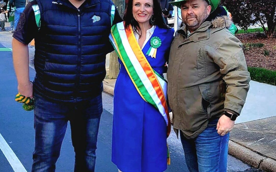 Photos of the Raleigh St. Patrick's Day Parade. Kids, adults and lots of balloons, Grand Marshal Sandra Holland. Downtown Raleigh, NC. 